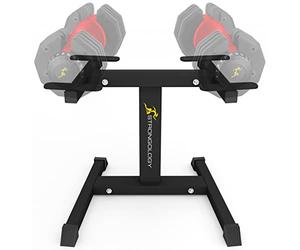 Strongology Durable Steel Adjustable Dumbbell Floor Stand, Space Saver Adjustable Weights Rack