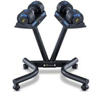 Strongology POWERDOCK Universal Dumbbell Floor Stand - Heavy Duty Steel Compact V-Frame Ergonomic Rack with Castor Wheels, Secure Safety Straps & Easy Assembly (Dumbbells Not Included)