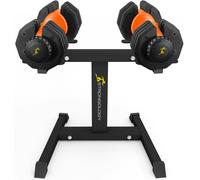 Strongology Urban25 Orange Adjustable Dumbbell Pair with Free Durable Steel Adjustable Urban25 Dumbbell Floor Stand