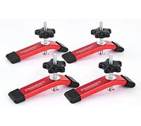 STRONGROWTH T Track Hold Down Clamps - Double Cut Profile Universal T-Track Clamps, 6-3/8"L x 1-1/4"W - Woodworking and Clamps - Fine Sandblast Anodized - Red Color (4pk)