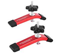STRONGROWTH T track Hold Down Clamps - Double Cut Profile Universal T-Track Clamps, 6-3/8"L x 1-1/4"W -Woodworking and t slot clamp - Fine Sandblast Anodized - Red Color-2PK