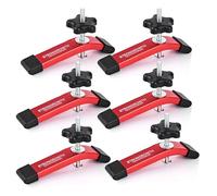 STRONGROWTH T track Hold Down Clamps - Double Cut Profile Universal T-Track Clamps, 6-3/8"L x 1-1/4"W - Woodworking and t slot clamp - Fine Sandblast Anodized - Red Color-6PK