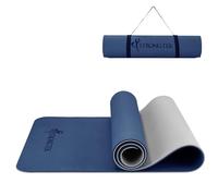 Strongtek Extra Thick 8mm TPE Yoga Mat for Women and Men - Double-Sided Non-Slip Gymnastics and Fitness Mat With Carrying Strap for Pilates and Floor Exercises (Blue)