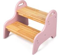 StrongTek Kids 2 Step Stool, Rubber Wood Step Children Stool, Safe & Sturdy, Ideal for Bathroom, Kitchen, Home Use, Durable, Non-Slip, Child Safety, Foot Stool, Toddler Step Stool, Easy to Clean