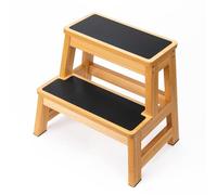 StrongTek Wood Step Stool for Adults and Kids, 17 Inch Tall, Non-Slip Step Surface, Heavy Duty, Two Step for Kitchen, Bed, Bathroom, 500 lbs Capacity