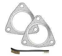 Strongthium 2-Pack 3 Inch 3-Bolt Exhaust Gasket with Steel Fire Ring 76.2mm High Temp ID Flange Gasket 5-Layer Graphite Core Replacement for Muffler Header Downpipe Catback Exhaust Systems