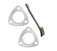 Strongthium 2 Pcs 2.25 Inch Exhaust Gasket 3-Bolt 57mm 2.25" Steel Fire Ring 57mm ID High Temp Flange Gasket 5-Layer Graphite Core Replacement for Muffler Header Downpipe Catback Exhaust Systems