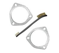 Strongthium 2 Pcs 89mm (3.5 Inch) 3-Bolt Exhaust Gasket with Steel Fire Ring High Temp Flange Gasket 5-Layer Graphite Core Replacement for Petrol/Diesel Trucks Turbo Muffler Downpipe