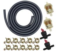 STRONGTHIUM 2m Fuel Line Hose Kit (6mm 1/4" ID) Heavy Duty Rubber Petrol Pipe Compatible with Briggs & Stratton Honda Hayter Mountfield with Shut Off Valves Filters and Clamps