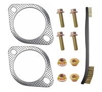 Strongthium 3" 2-Bolt Exhaust Gasket Full Fixing Kit 76mm Flange Multi-Layer Steel Graphite Seal with 4x M10 Bolts Nuts & Wire Brush for Turbo Tailpipe Silencer