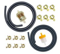 Strongthium 5mm 3/16 & 6mm 1/4 Gas Fuel Line Hose Set 2 Size Rubber Gas Tube & Filter 12 Pcs Clamps for Lawn Mowers ATV Mini Bikes 196cc 212cc 6.5hp 5.5hp 8hp 9hp 11hp 13hp Small Engines Generators