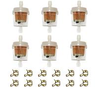 Strongthium 6-Piece 1/4 Inch 6mm-7mm Inline Petrol Fuel Filter Kit with 12 Clamps Compatible with Briggs and Stratton 691035 493629 John Deere Kawasaki Lawn Mower Motorbike Quad Bike Generator