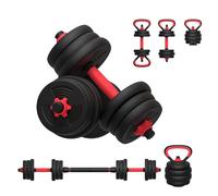 Strongway® Adjustable 6 in 1 Dumbbell Barbell Kettlebell Push Up Set - 30KG SET - Free Weights with Connecting Bar for Men Women - Weight Lifting for Home Gym Bodybuilding Fitness Strength Training