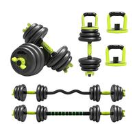 Strongway® Adjustable 6 in 1 Dumbbell Straight and Curl Barbell Kettlebell Push Up Set - 20KG 30KG 40KG SETS - Weight Lifting for Home Gym Fitness (20KG SET)