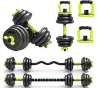Strongway® Adjustable 6 in 1 Dumbbell Straight and Curl Barbell Kettlebell Push Up Set - 20KG 30KG 40KG SETS - Weight Lifting for Home Gym Fitness