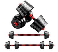 Strongway® Adjustable Dumbbell Set - 20KG, 30KG, 40KG - 2 in 1 Dumbbell/Barbell Set with Connecting Rod - Free Weights for Home Gym