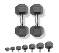 Strongway Hex Dumbbells Set Rubber Coated Cast Iron Weights 2.5KG - 35KG - Gym Strength Training Weight Lifting Equipment Exercise Men Fitness (2 X 22.5KG)