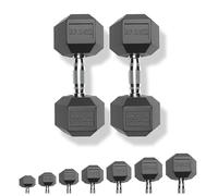 Strongway Hex Dumbbells Set Rubber Coated Cast Iron Weights 2.5KG - 35KG - Gym Strength Training Weight Lifting Equipment Exercise Men Fitness (2 X 27.5KG)