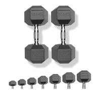 Strongway Hex Dumbbells Set Rubber Coated Cast Iron Weights 2.5KG - 35KG - Gym Strength Training Weight Lifting Equipment Exercise Men Fitness (2 X 17.5KG)