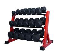 Strongway® Hex Dumbbells Set with Weights Storage Rack Stand 5KG-20KG and 5KG-25KG Rubber Coated Cast Iron Weights - Gym Training Weight Lifting Exercise