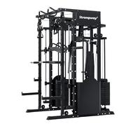 Strongway® Multi Gym Smith Machine with Weights 265.5KG Weight Stack Included - Multifunction Home Gym Dual Cable Pulley Butterfly Chest Press Dip Station Pull Up Bar