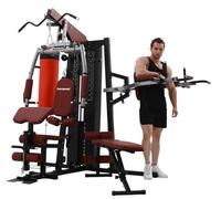 Strongway® Multi Gym with Weights 72KG Weight Stack - Multifunction Home Gym Cable Pulley Preacher Butterfly Chest Press Punch Bag Weight Bench Dip Station Pull Up Bar Leg Workout Strength Training