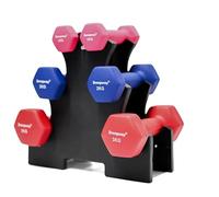 STRONGWAY® Neoprene Hex Dumbbells Sets With Weight Storage Rack Stand Gym Training Weight Lifting Exercise (12KG SET | 2X (1+2+3) + STAND)