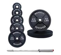 Strongway Olympic 50KG 70KG 100KG Weight Plates Sets with 6FT 7FT Barbell - 2 Inch (2") / 50mm Hole - Cast Iron Weight Lifting Bar