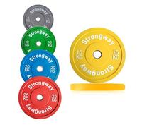 Strongway® Olympic Bumper Weight Plates Colour Coded (5KG 10KG 15KG 20KG 25KG) Discs for Barbell - 2 Inch (2") / 50mm Hole - Weight Lifting Workout Home Gym Fitness (2 X 15KG)