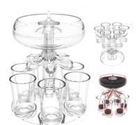 Stronrive 6 Shot Glass Dispenser and Holder, Drink Dispenser, Drinks Tipple Cocktail Beer Dispenser, Acrylic Touchless Shot Pourer for Juice Spirits Cider Whiskey Cocktail, Fun Bar Accessories Home