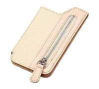 Stronrive Adhesive Phone Wallet Card Holder, PU Leather Phone Wallet Sleeve with Zipper, Portable Mobile Phone Accessories Card Wallets, Multifunctional Phone Wallet for Coin, Cards, Photo (Beige)