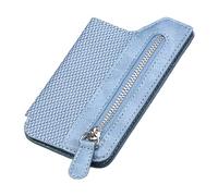 Stronrive Adhesive Phone Wallet Card Holder, PU Leather Phone Wallet Sleeve with Zipper, Portable Mobile Phone Accessories Card Wallets, Multifunctional Phone Wallet for Coin, Cards, Photo (Blue)