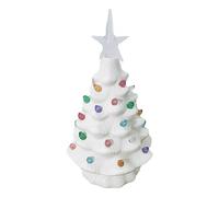 Stronrive Hand Painted Ceramic Tree, 7.4Inch Prelit Tabletop Holiday Decoration With Topper & Multicolor Bulb Lights, Vintage Pine Tree Battery Powered For Home Holiday Decorations