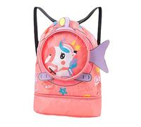 Stronrive Kids Swimming Bag Drawstring Bag, Waterproof Thick Cords Dry-Wet Separation Shoe Compartment Beach Backpack, Kid Cartoon Animals Swim Bag Sports Gym Backpack For Girls Boys