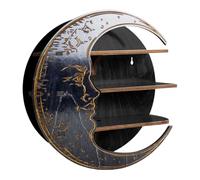Stronrive Moon Shelf - Wooden Floating Moon Shelf, Wall Mounted Moon Crystal Shelf, Antique Wall Mounted Crystal Display Moon Stand, Crystals Holder for Oil Shelf in Living Room, Gothic Decor