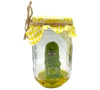 Stronrive Pickle in Jar Figurine - Miniature Glass Screaming Pickle,Funny Small Glass Pickle Jar, Creative Miniature Glass Screaming Pickle for Table, Desk, Home, Living