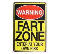 Strosportsandtech Warning Fart Zone Funny Tin Sign Bar Pub Garage Diner Cafe Home Wall Decor Home Decor Art Metal Plaque Retro Vintage