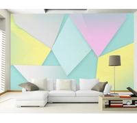 STROXTH WALLPAPER Photo Wallpaper 3D Abstract Geometry 250cmx175cm Modern Colorful Geometric Paper-Cut Patterns Indoor Wall Decoration Giant Poster Mural