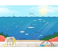 STROXTH WALLPAPER Photo Wallpaper 3D Dolphins and Ocean 400cmx280cm Children's Room Blue Cartoon Ocean Fish Indoor Wall Decoration Giant Poster Mural