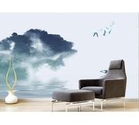 STROXTH WALLPAPER Photo Wallpaper 3D Natural Scenery 300cmx210cm Minimalist Blue Landscape Clouds Mist Ocean Flying Birds Indoor Wall Decoration Giant Poster Mural