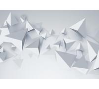 STROXTH WALLPAPER Photo Wallpaper 3D White Geometric Patterns 300cmx256cm Minimalist Gray-White Geometric Diamond Patterns Indoor Wall Decoration Giant Poster Mural