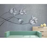 STROXTH WALLPAPER Photo Wallpaper wallcovering 150cmx105cm Flowers Simple European Grey-White Tulip Floral Wallpaper Paper Wall Mural