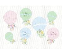 STROXTH WALLPAPER Photo Wallpaper wallcovering 200cmx140cm Children Hand-Painted Colourful Hot Air Balloons and Flowers Children's Room Paper Wall Mural