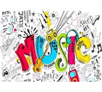 STROXTH WALLPAPER Photo Wallpaper wallcovering 250cmx175cm Graffiti Minimalist Colourful Graffiti Music Guitar Rock Wallpaper Paper Wall Mural
