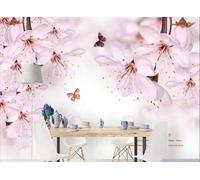STROXTH WALLPAPER Photo Wallpaper wallcovering 300cmx210cm Flowers Modern Romantic Pink Cherry Blossom Sofa Background Wallpaper Paper Wall Mural