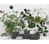 STROXTH WALLPAPER Photo Wallpaper wallcovering 300cmx210cm Tropical Rural Tropical Rainforest Green Strawberry Fruits and Plants Paper Wall Mural