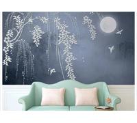 STROXTH WALLPAPER Photo Wallpaper wallcovering 350cmx245cm Nature Scenery Chinese Classical Flower Vine Moonlight Mountain Landscape Background Wallpaper Paper Wall Mural