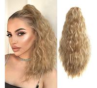 Strrid 18" Blonde Ponytail Clip in Hair Extensions Synthetic Hair Wavy Curly Clip in Hair Extensions