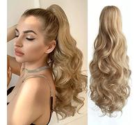Strrid 20 Inch Long Synthetic Wavy Ponytail Extensions with Clip for Daily Use for Women 150g Blonde Blonde and C