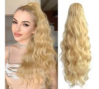 StrRid 22 Inch Wavy Synthetic Fake Ponytail Claw Ponytail Extensions Black Pieces for Muj